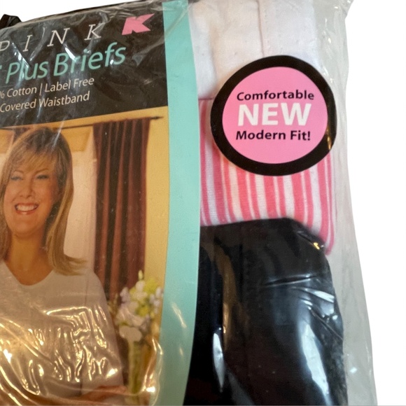 Kmart PINK Briefs Underwear Womens Plus Sz 13 Cotton 5 Pack Pink Black Floral - Picture 2 of 13